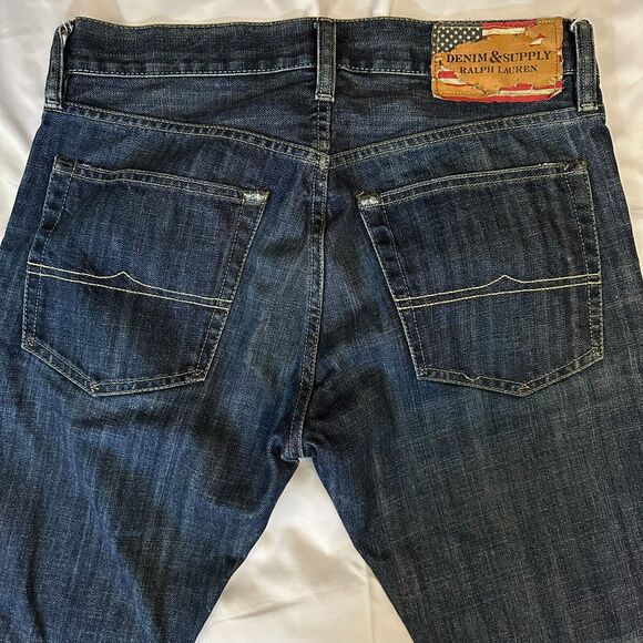 Ralph Lauren Denim & Supply Jeans Mens Actual Sz 32x29 Distressed Denim Straight - Picture 6 of 14